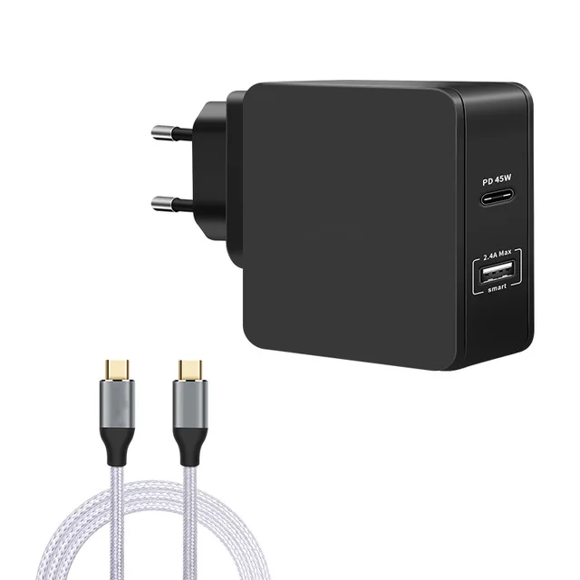 BLACK EU Настенное зарядное устройство usb type-C с питанием для IPhone X Macbook Pro PD с кабелем USB C 1,8 м - Тип штекера: BLACK EU
