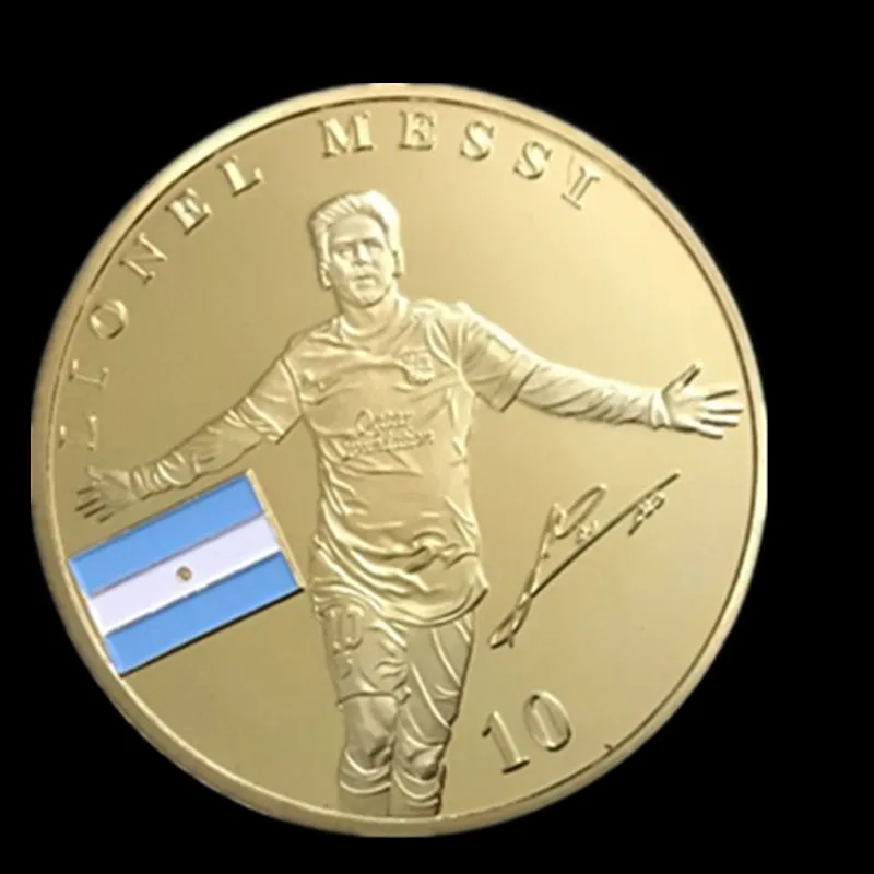 2 шт. новый бренд Messi футбольный игрок Спортивная Тема значок серебро 24K настоящая