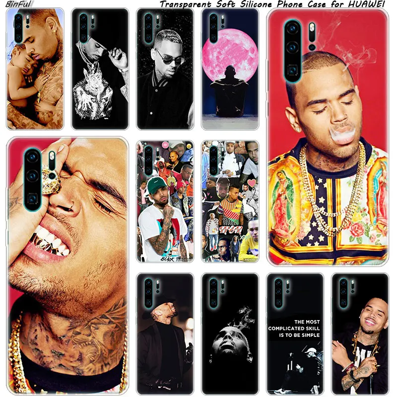 Hot Hip hop singer Chris Brown Soft Silicone Phone Case for Huawei P30 P20 Pro P10 P9 P8 Lite 2017 P Smart Z Plus 2019 NOVA 3 3i