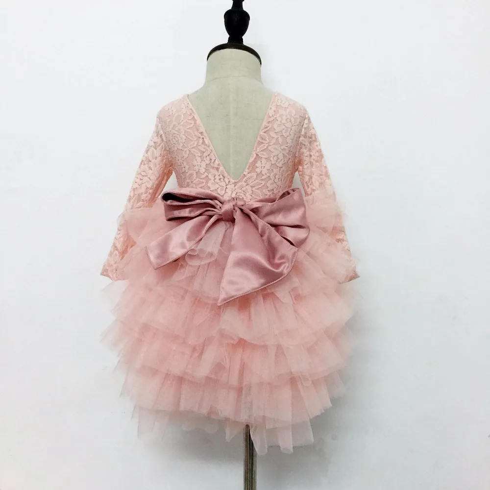 2017 осенние длинные платья для маленьких девочек розовое пышное платье принцессы