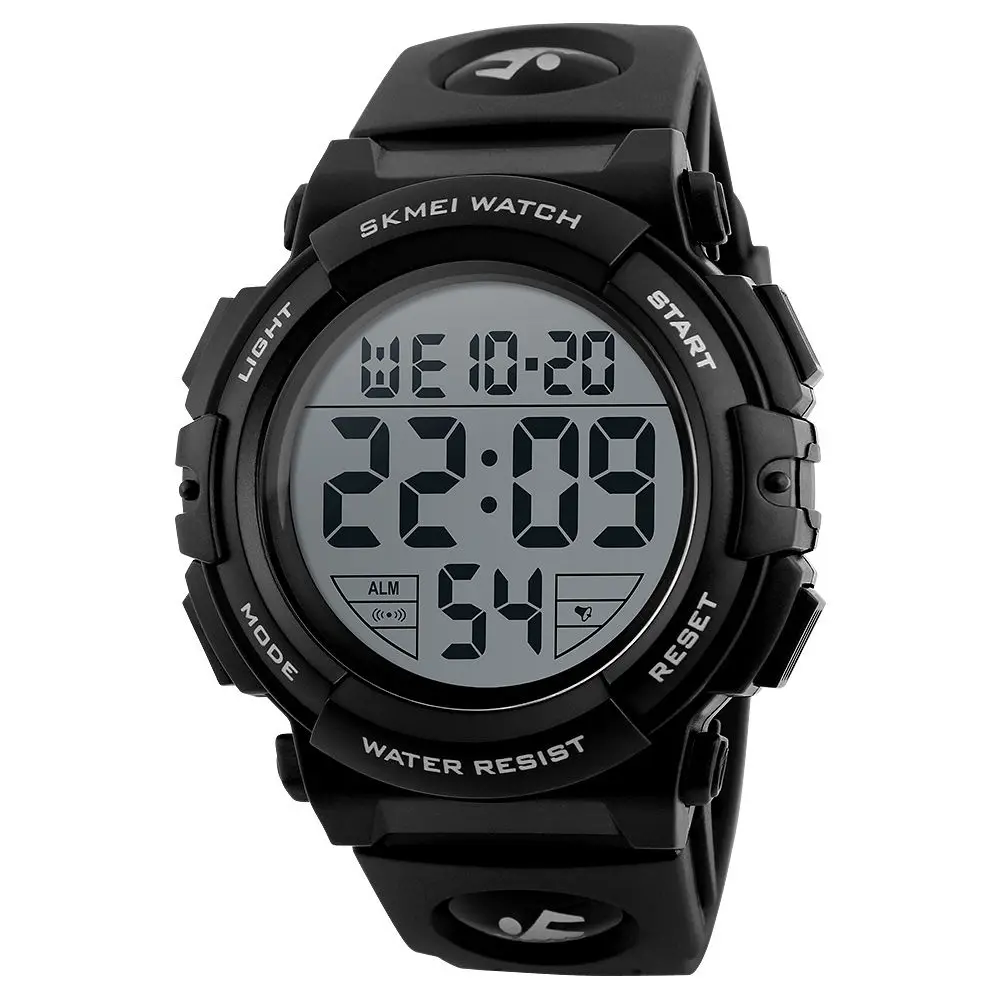 Black SKMEI модные уличные спортивные часы мужские многофункциональные 5 бар водонепроницаемые военные цифровые наручные часы Relogio Masculino 1258 - Цвет: Black
