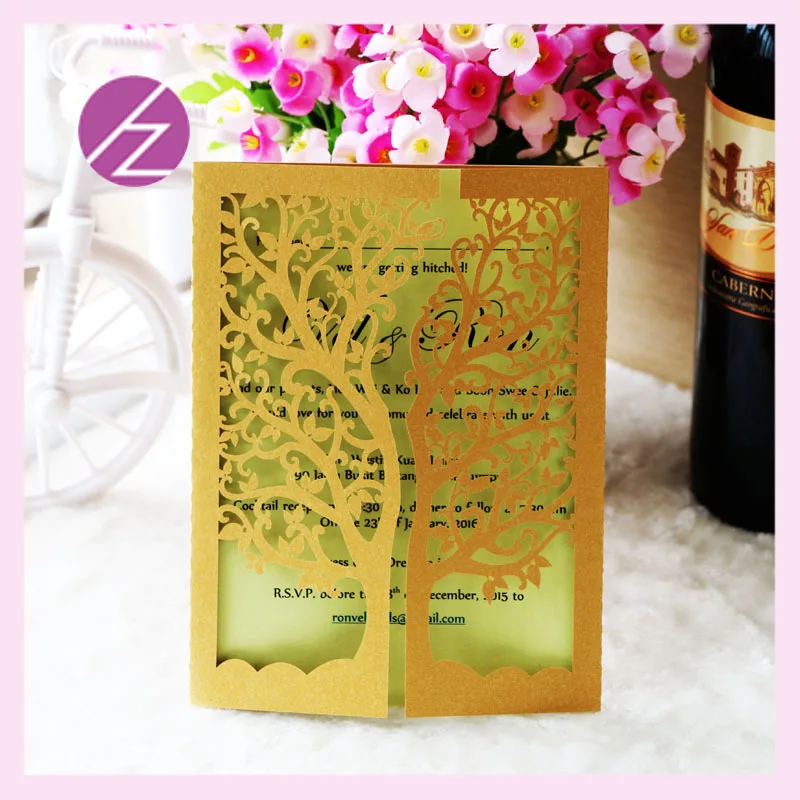 wonderful wedding invitations cards with custom printing wording very hot sale 2016 QJ-26 | Дом и сад