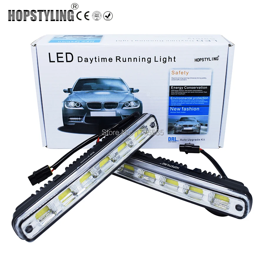 HOPSTYLING 2 шт. Белый Универсальный DC 12 В/24 В COB Светодиодный дневной ходовой светильник супер автомобиль DRL лампа Монтажный кронштейн для транспортных средств 12 Вт E4