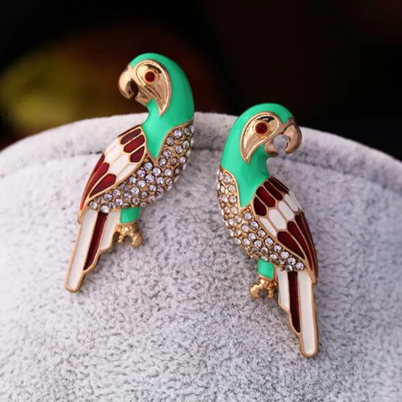 Женские серьги-гвоздики из сплава с подвеской в виде птицы серьги ручной работы