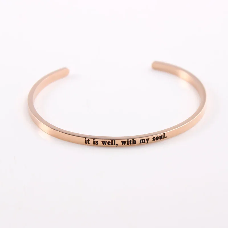 Браслет из нержавеющей стали с гравировкой и вдохновляющими цитатами для женщин