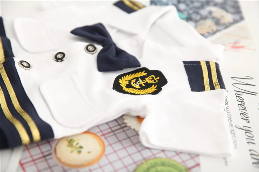 Унисекс, матросский комбинезон для новорожденных, для младенцев, военно-морской флот, короткие рукава, комбинезон для мальчиков, костюм капитана на Хэллоуин