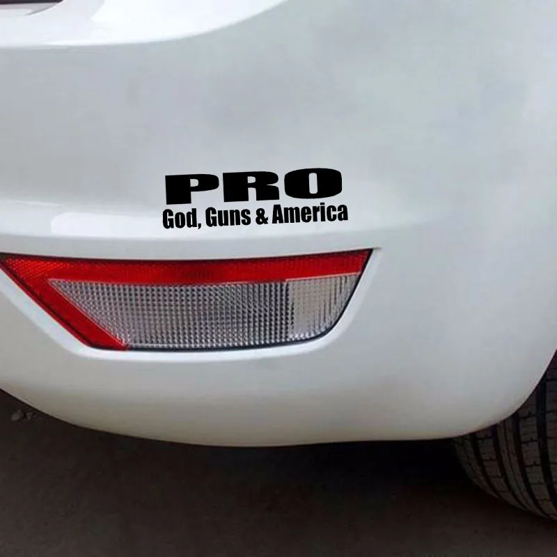 

QYPF 16cm*4.9cm Fashion PRO GOD GUNS & AMERICA Car-styling Vinyl Car Sticker Decal Black Silver C15-1749