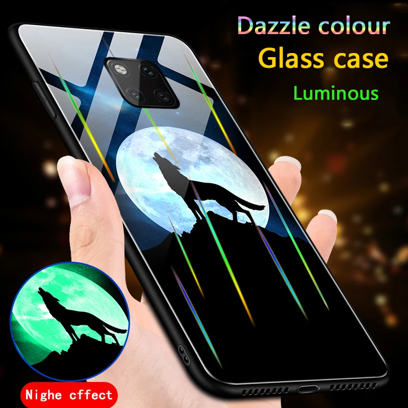 Роскошные светящиеся стеклянные Чехлы Dragon Wolf для телефонов huawei mate 20 pro цветной
