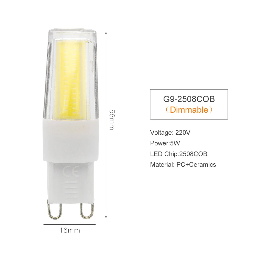 G9 220V G9 220В 3 Вт 4 Вт 5 Вт 6 Вт диммируемая Светодиодная лампа SMD COB светильник накаливания 220 угол луча заменить галогенную лампу - Испускаемый цвет: G9 220V