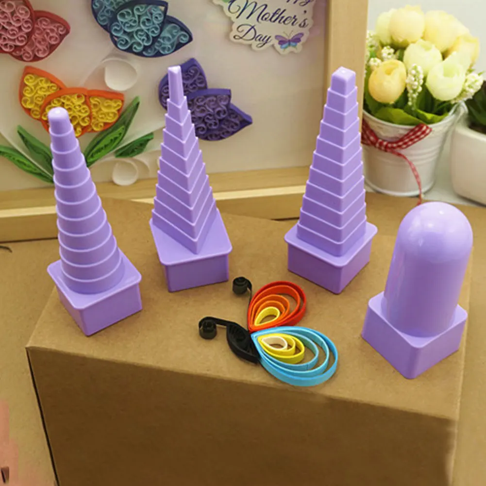 Creation Card 4PCS/Set DIY Tools Bobbin Tower Handmade Art Craft Decorative Simple Painting Accessories Plastic Paper Quilling | Дом и сад