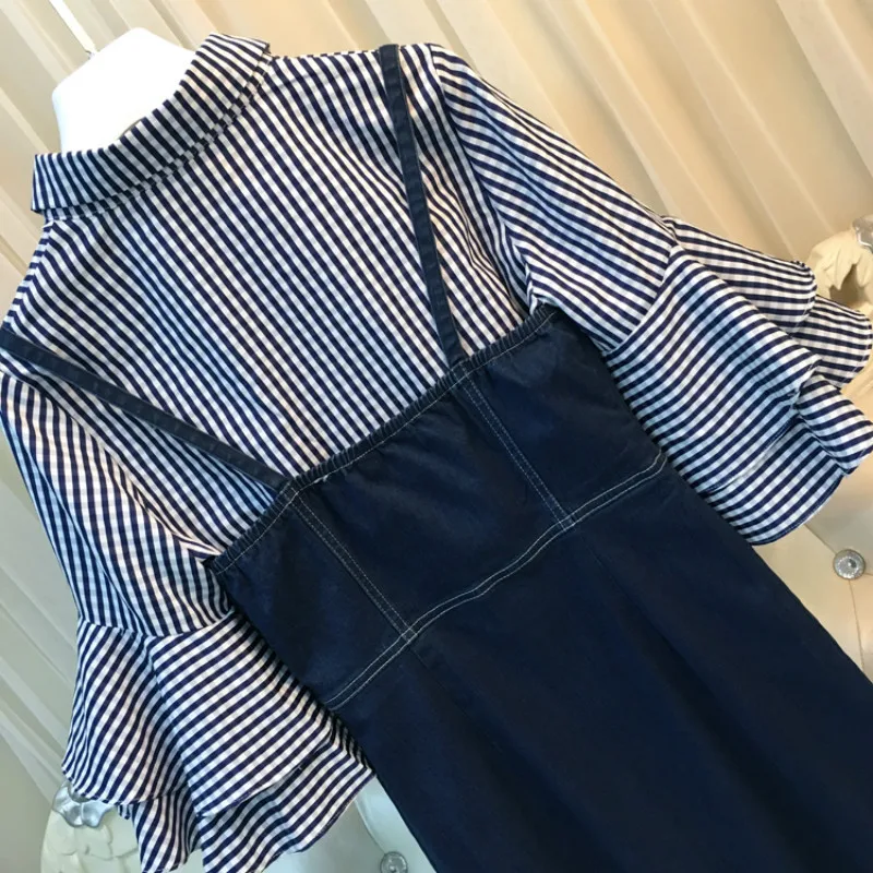 Модная женская одежда из двух частей джинсовые платья на бретельках весну и лето