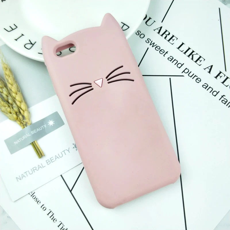 HuXu Pink 3D милый японский блестящий чехол с бородатым котом для iphone 4, 4S, SE, 5, 5S, 5C, 6, 6 S, 7, 8 Plus, X, XR, XS, 11 Pro, Max, мягкий чехол с котом, чехлы для телефонов - Цвет: HuXu Pink