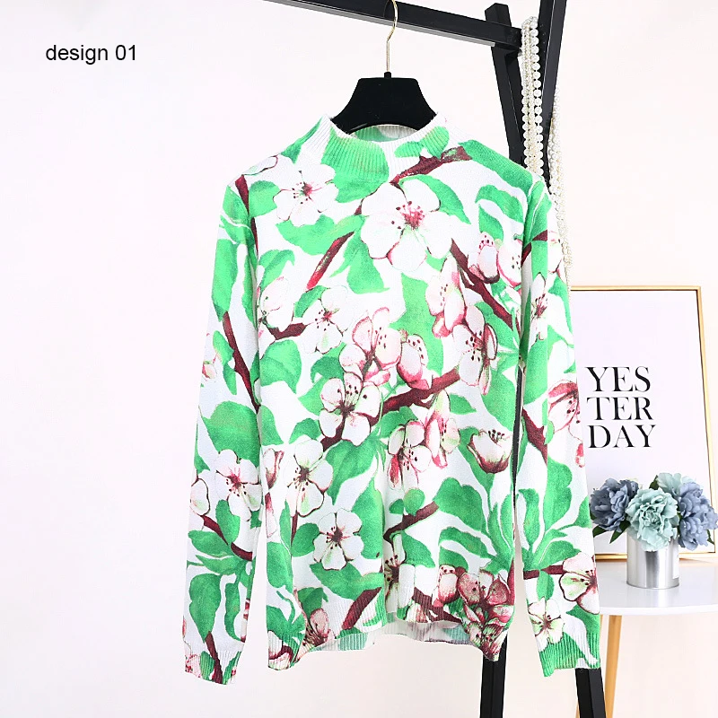 design 01 Супер мягкий джемпер, осень, мультяшный свитер, Женский пуловер, Базовая Трикотажная одежда, воротник-стойка, высокая эластичность, B-059 - Цвет: design 01