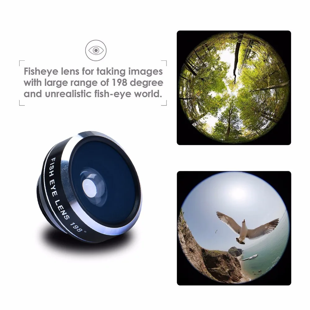 Apexel Универсальный 8x телефото телескоп зум объектив рыбий широкий макро Камера