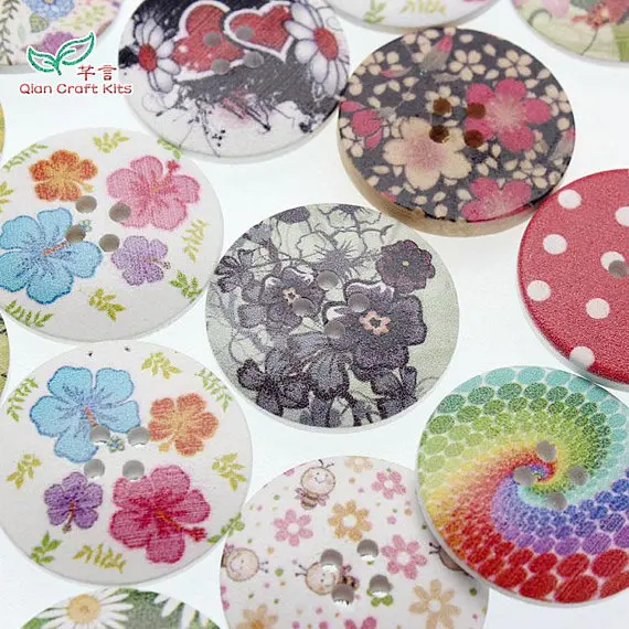 40 шт. деревянные пуговицы с цветочным принтом 25 30 мм|wooden buttons|30mm wooden buttonsbuttons buttons |