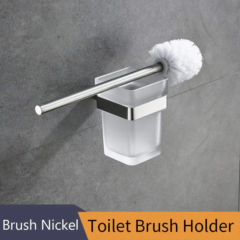 Toilet brush holder Металлические наборы для ванной комнаты, европейские современные кольца для полотенец, держатель для туалетной бумаги, держатель для стакана, крючок для халата, аксессуары для ванной комнаты, штуцер 610000SN - Цвет: Toilet brush holder