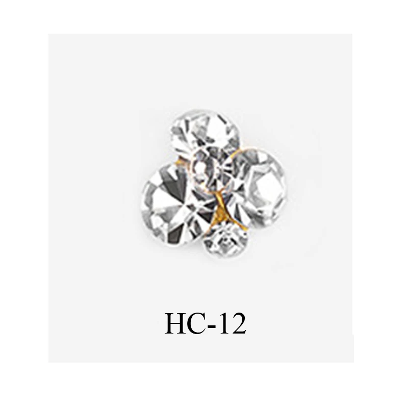 HC-12 New 10pcs Crystal Bright Stones Nail Rhinestone Alloy Nail Art Decorations Glitter DIY 3D Nail Jewelry Pendant - Цвет: HC-12