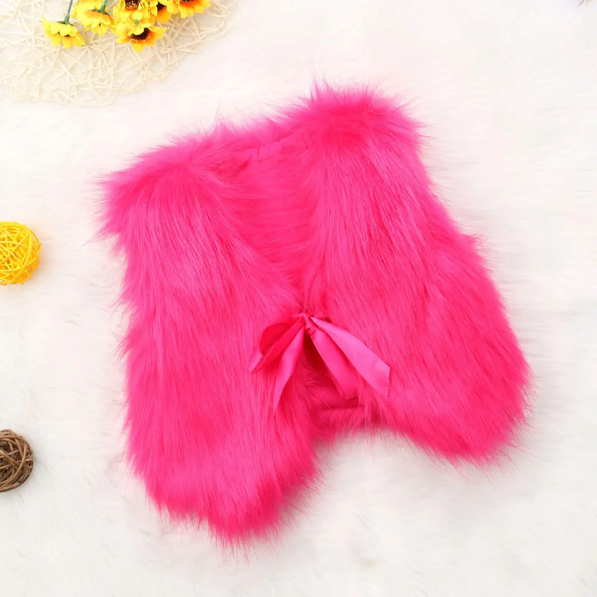 Осенний детский меховой жилет для маленьких девочек теплое зимнее пальто