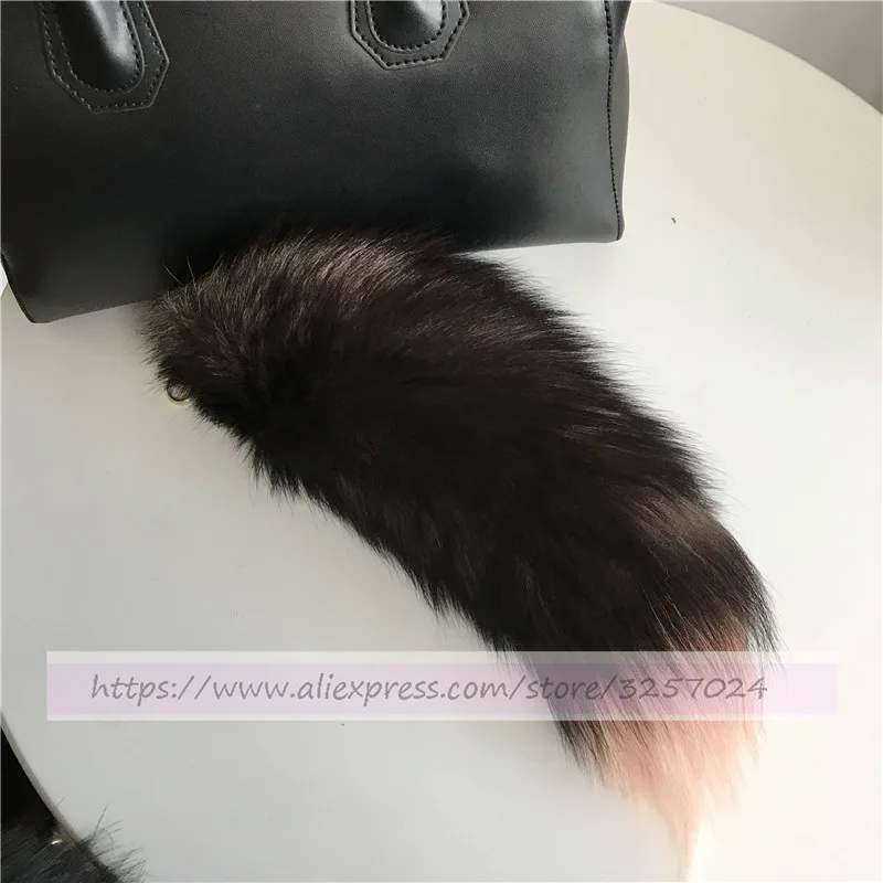 Pink Magicfur-1 шт. 40 см цветная подвеска для ключей сумок из натурального меха серебристой лисы, брелок для косплея, подвеска с кисточками, аксессуары - Цвет: Pink