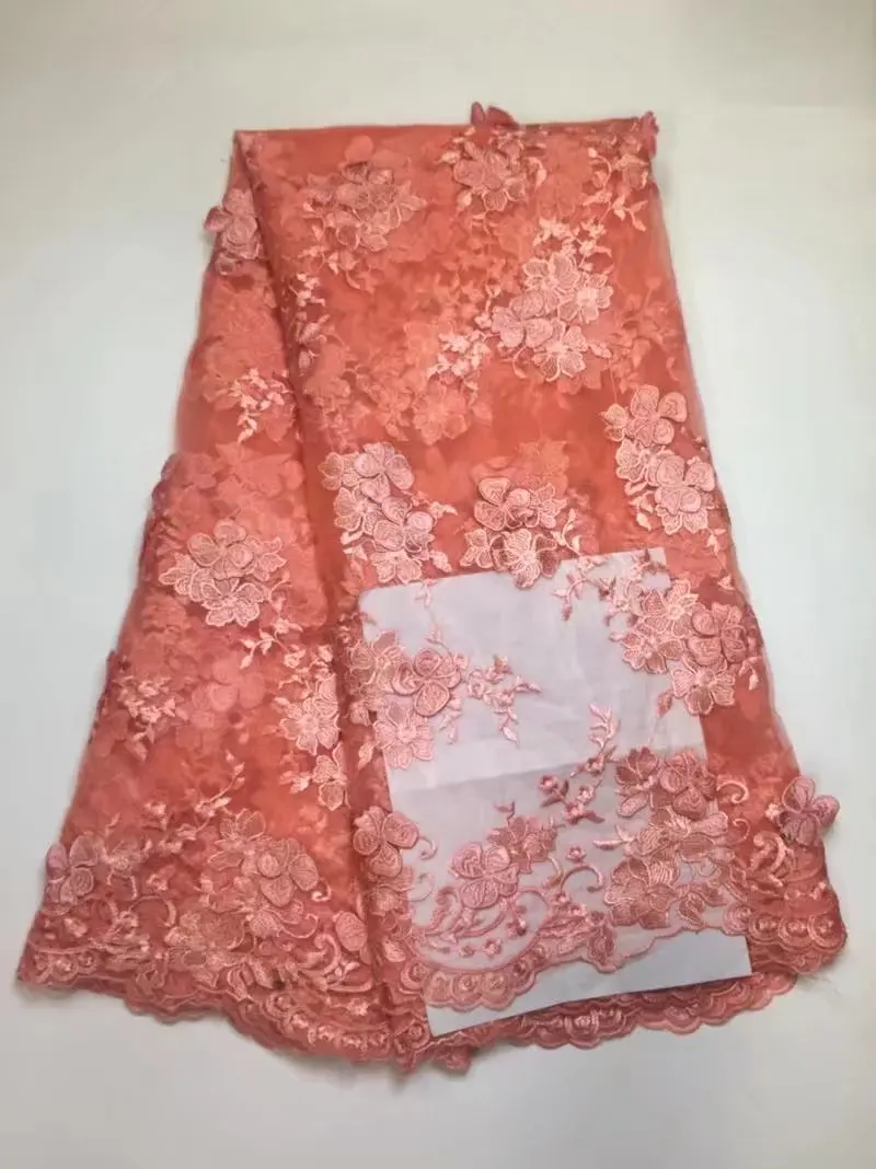 Новейшие нигерийские кружевные ткани 2017 полиэстер Женская сетка 3D вышитая