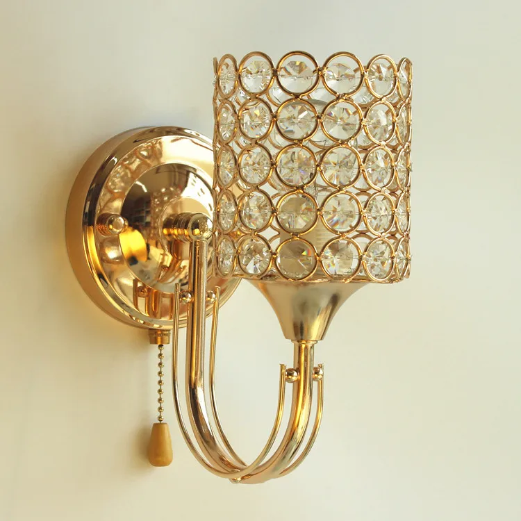 

Column cylindrical golden wall light corridor LED lamp stair corridor crystal wall sconce