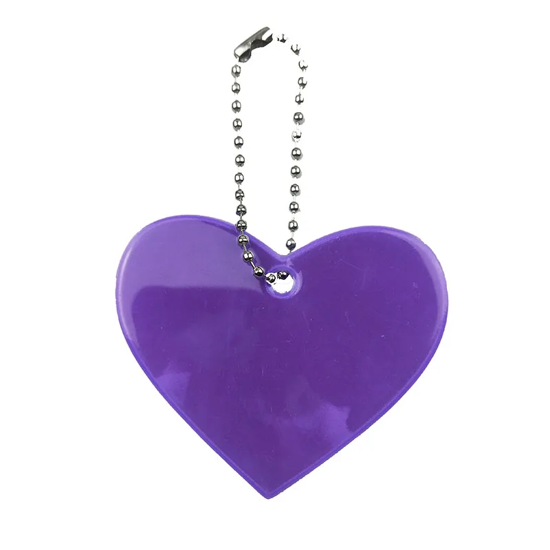 purple Милый светоотражающий брелок в форме сердца, сумка, подвеска, Студенческая школьная сумка, аксессуары, мягкий ПВХ отражатель, брелки для видимой безопасности - Название цвета: purple