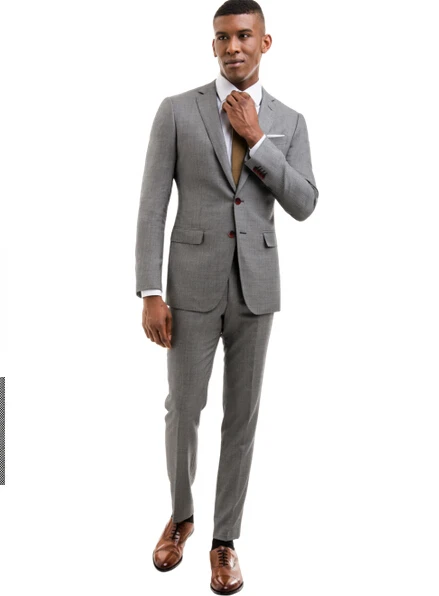 Мужские костюмы из 100% шерсти классические серые приталенные итальянские с двумя