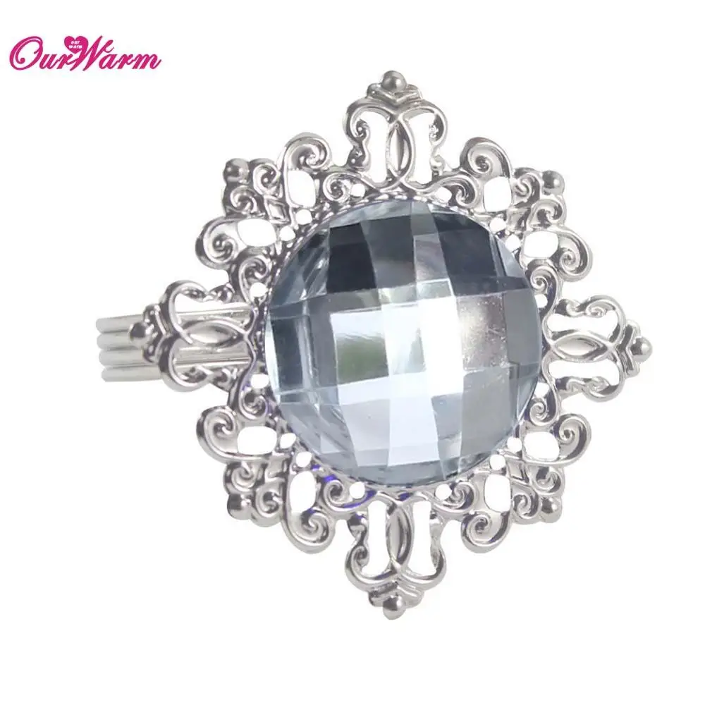 White 100 шт./лот White Diamond Кольца для салфеток Салфетка держатель для Свадебные украшения для вечеринок и торжеств Украшение стола Кухня столовая Бар - Цвет: White