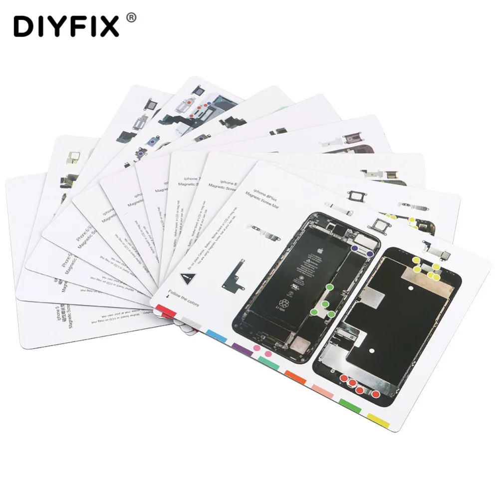 

DIYFIX 10Pc Professional Guide Pad for iPhone8 8Plus 7 7Plus 6 6Plus 6s 5s 5C 5 4 Magnetic Screw Keeper Chart Mat Repair Tools