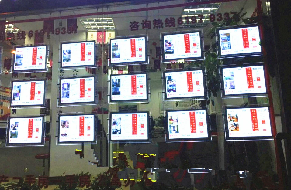 Односторонний Акриловый Лайтбокс для недвижимости/магазина/путешествий оконный