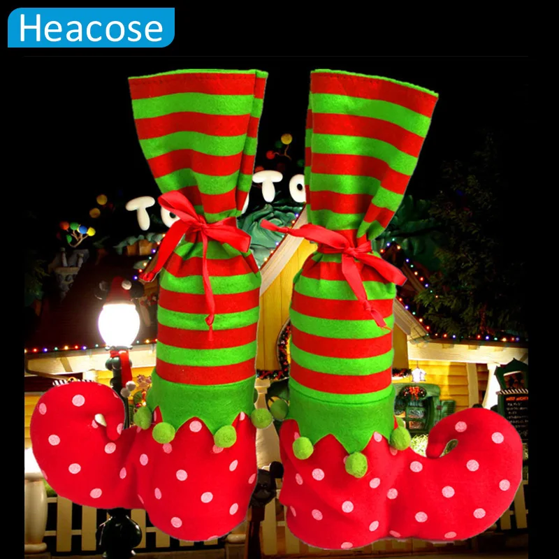Творческий Новогодние товары носок форма бутылки вина Обложка сумки ручной