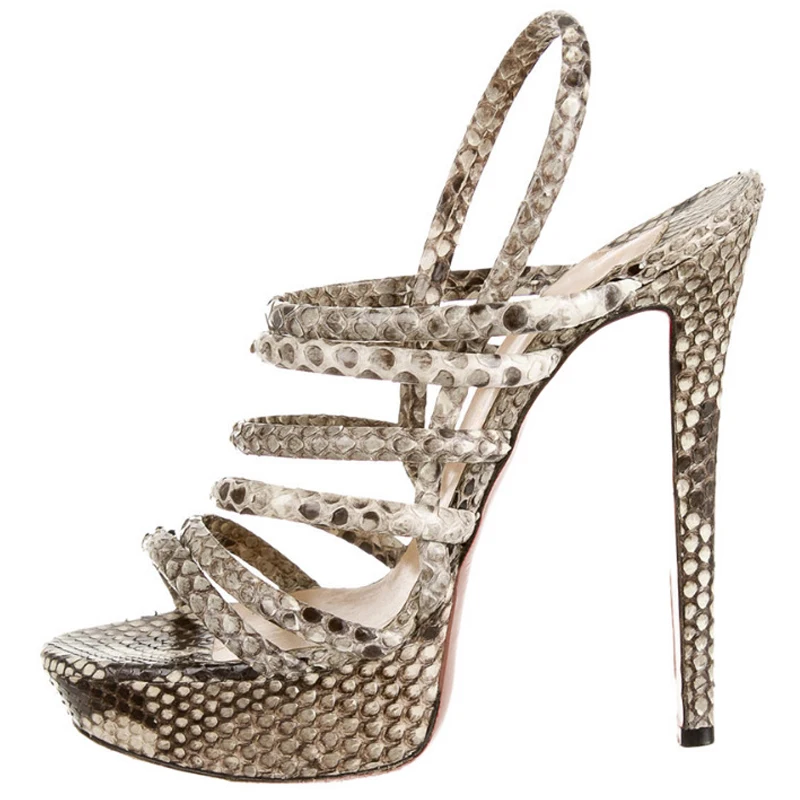 2018 летние серые слинбэки шлепанцы женская обувь из змеиной кожи на платформе с