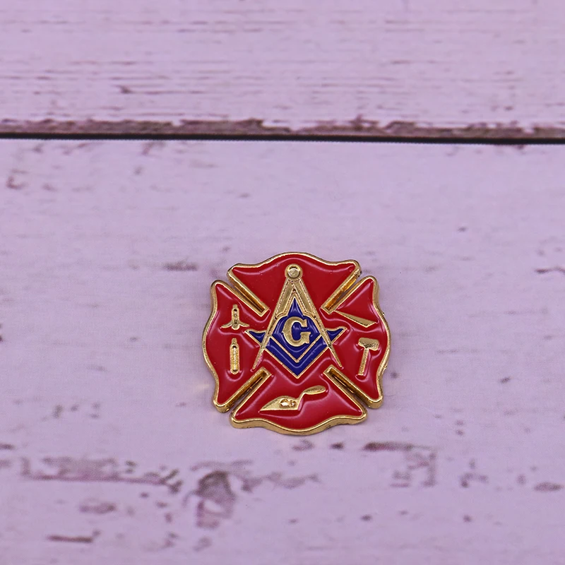 Масонская эмалированная булавка золотого оттенка Freemason AG значок с крестом