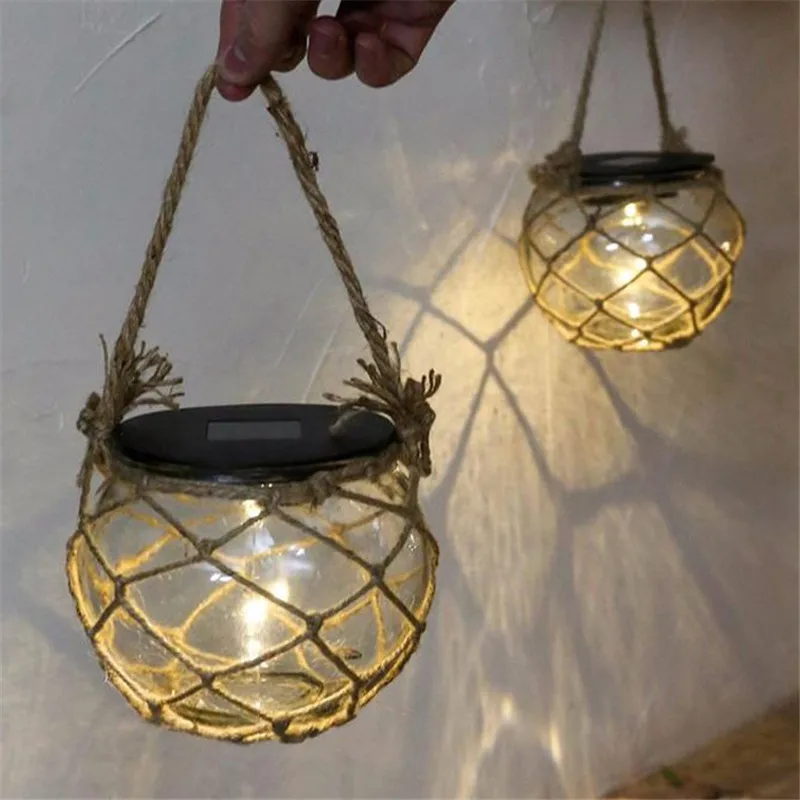 Солнечный СВЕТОДИОДНЫЙ светильник Mason glass Jar водонепроницаемый подвесной светильник с веревкой ландшафтное украшение патио лампы для дорожек теплый белый