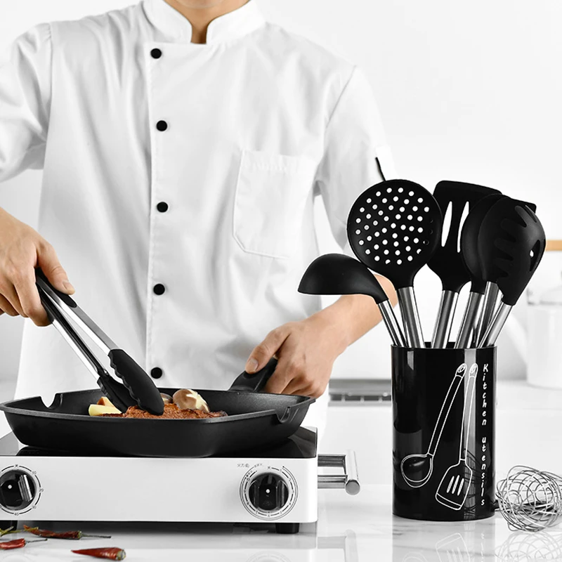 

9Pcs Kitchen Utensil Set Cooking Tools Heat Resistant Non-stick Spoon Spatula Ladle Egg Beaters Dinnerware Accessories Supplies