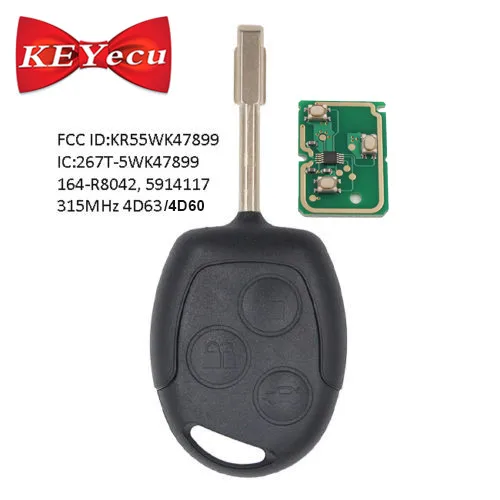 KEYECU для Ford Transit Connect 2010 2011 2012 2013 дистанционный брелок 315 МГц 4D60/4D63 чип FO21 Blade FCC: