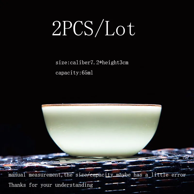 2 шт./лот Jingdezhen маленькие чайные чашки ручной работы фарфоровые чайные изделия офисные кунг-фу чай отправлено пуэр чашка для зеленого чая Мастер мини ча чаши - Цвет: H2pcs