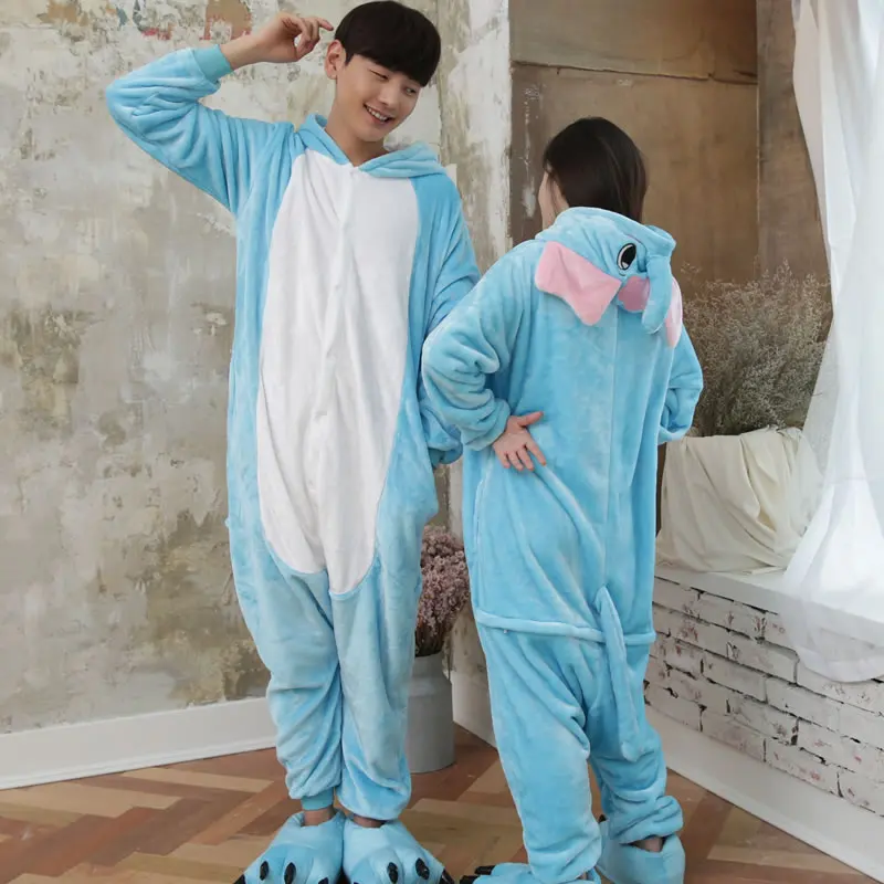 2017 унисекс взрослого слона пижамы мультфильм Onesie Симпатичные капюшоном фланель