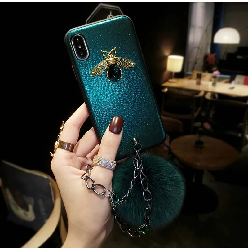 Роскошный металлический чехол для телефона с алмазной Пчелой iphone X XS MAX XR 6 S 8 7 plus