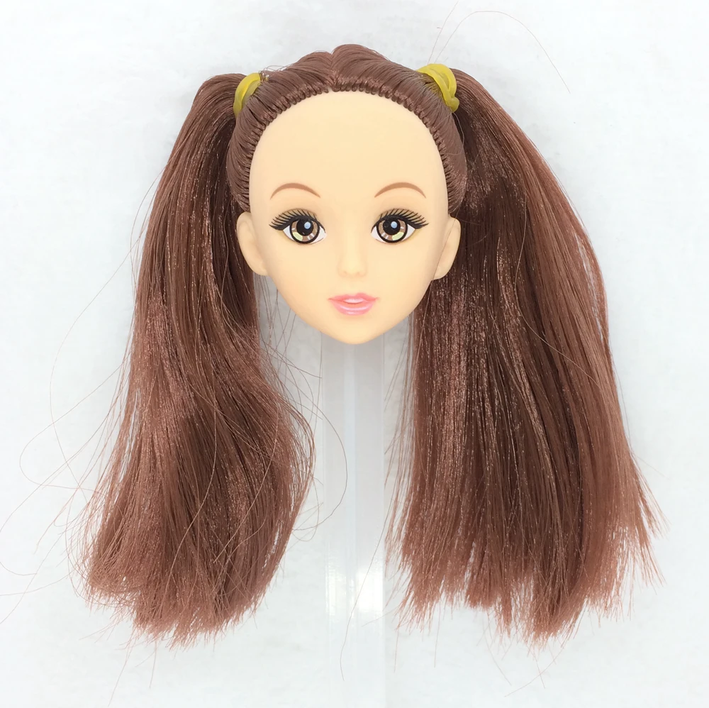 NK одна шт Модная кукла голова с двумя с коричневой тесьмой волосы DIY аксессуары для куклы Barbie Kurhn лучший подарок для девочек ребенок DIY игрушки 030A