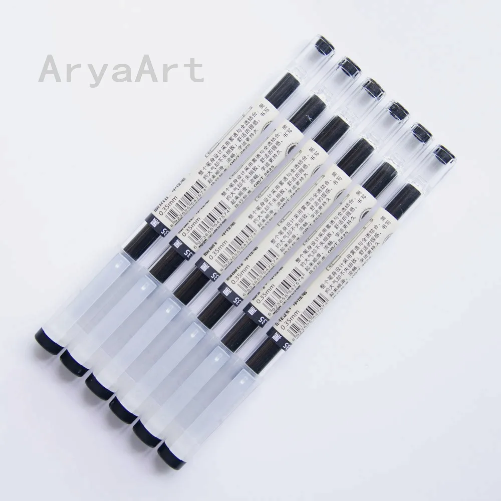Гелевая ручка 0 35 мм черная синяя 6 шт./лот|muji style|gel pengel pen black |