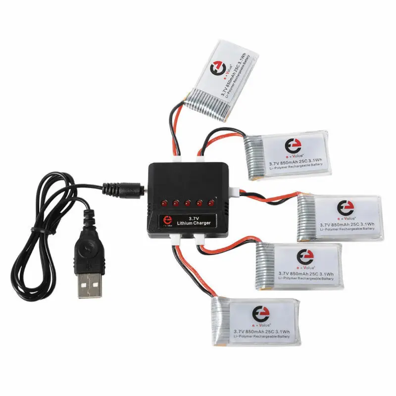 4 шт. 3 7 в 600 мАч батарея + USB зарядное устройство для Syma X5C X5SC X5SW Drone BC685 | Электроника