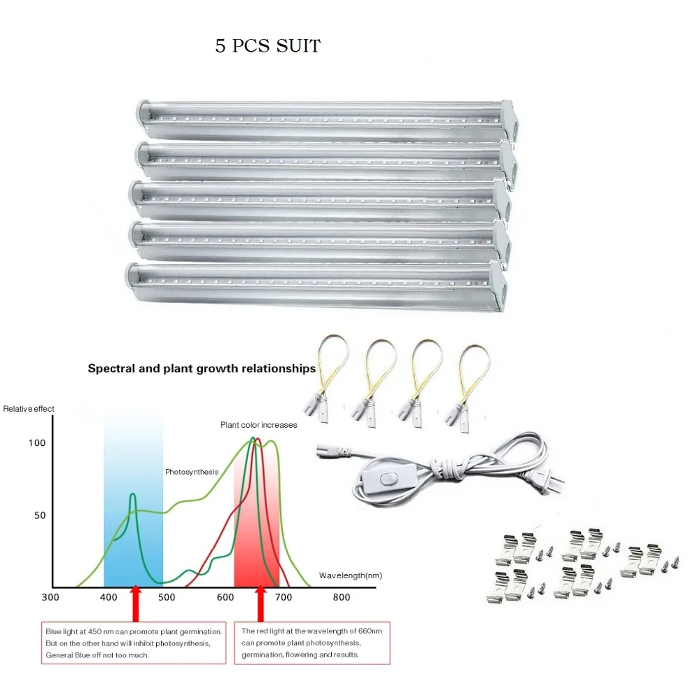 Светодиодная лампа T5 для гидропонных систем 5 Вт 10 15 20 25 110 В 220 В|led grow light|grow lightled |