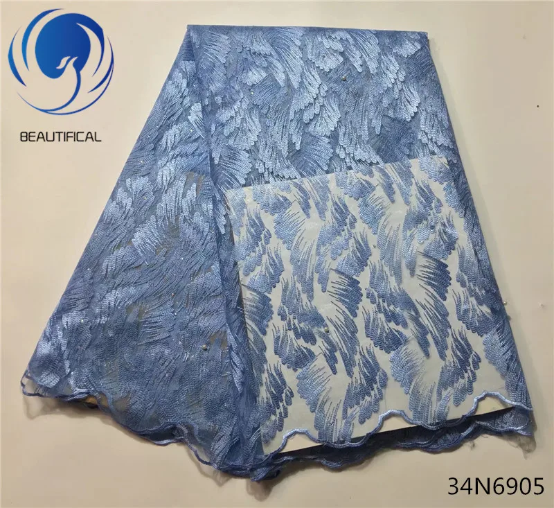 Beautifical White french lace fabric High quality african tulle for wedding dress nigerian with stones 34N69 | Дом и сад