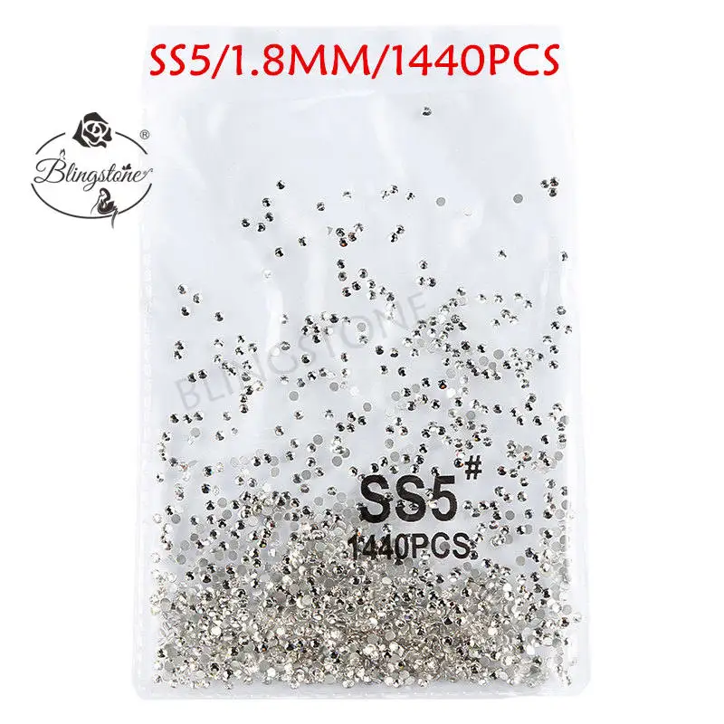 SS3-SS8 1440 шт Супер Блестящий Flatback многоцветный не горячей фиксации стразы для дизайна ногтей украшения обуви и украшение в виде танцующих фигурок - Цвет: white ss5 1440pcs