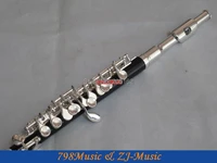 rubber piccolo flute silver c key split e wood case