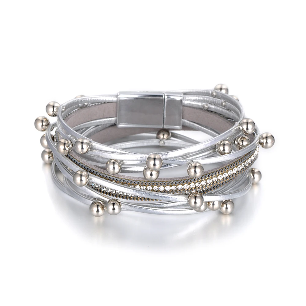 4 цвета модный многослойный браслет для женщин винтажные кожаные браслеты