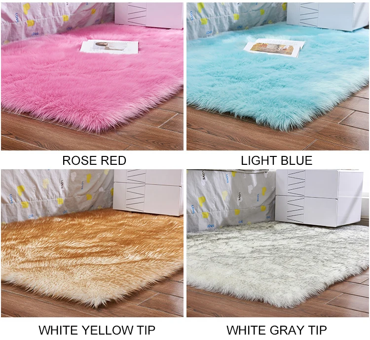 Fluffy Soft Artificial Wool Carpet Fur Area Rugs White Shaggy Rectangle/Square /Area Rugs Warm Seat Pad Home Decor