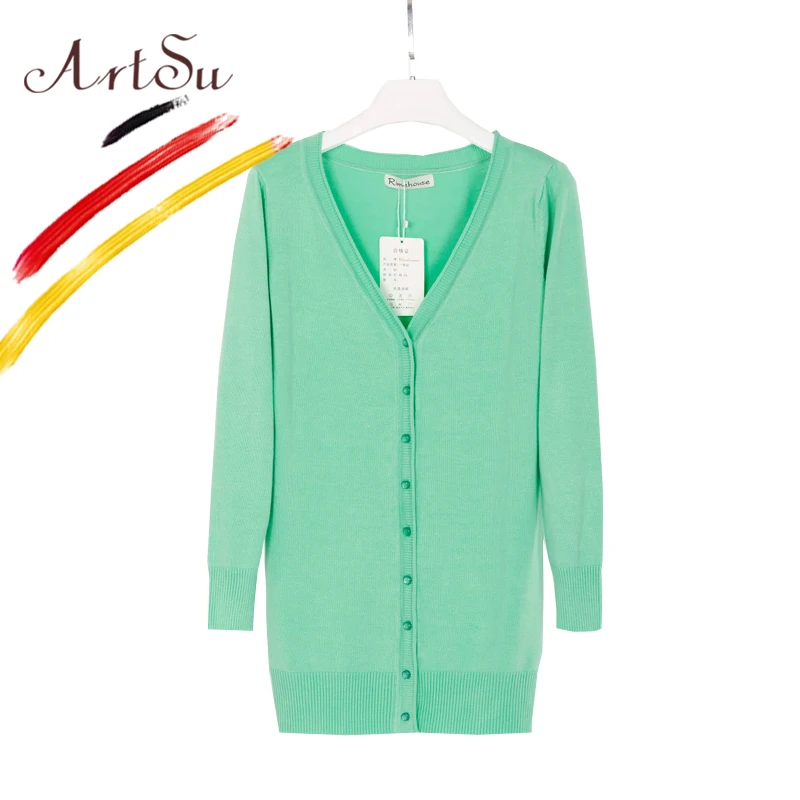 Женский длинный кардиган с V образным вырезом и длинным рукавом|cardigan casual|long