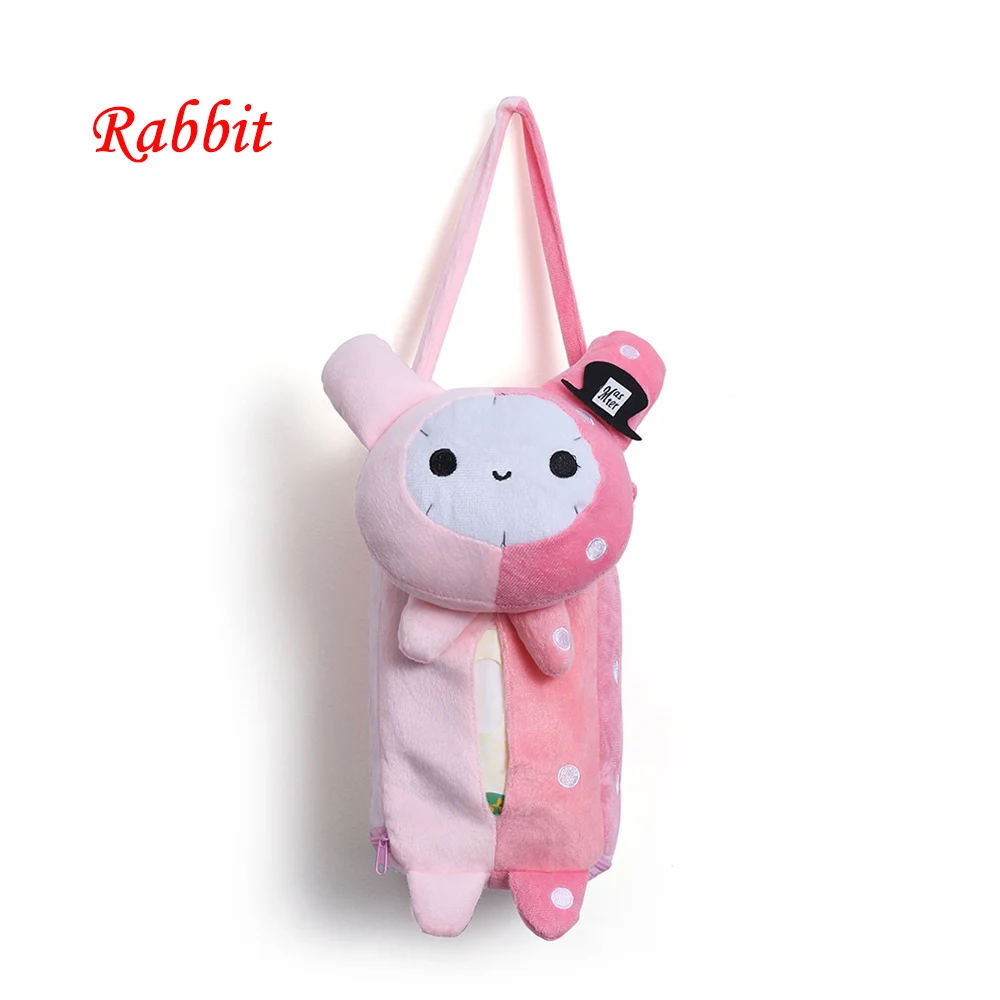 1 Pcs Cute Cartoon Car Seat Back Cover Holder Paper Napkin Box Tissue Box Car Accessories Styling - Название цвета: Розовый